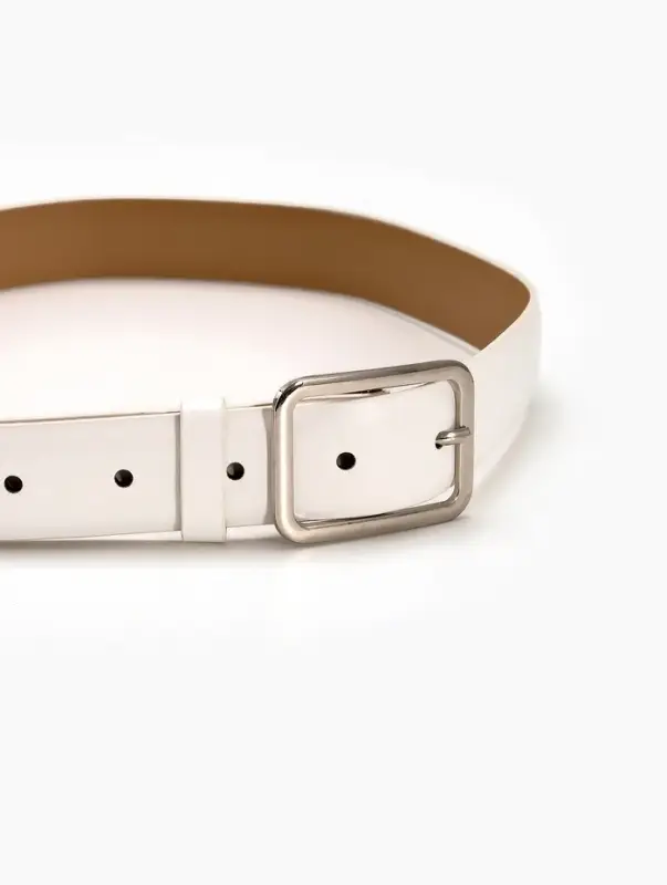 Ремень женский Classic 110&times;3 см, пряжка металл, серебристая, белый