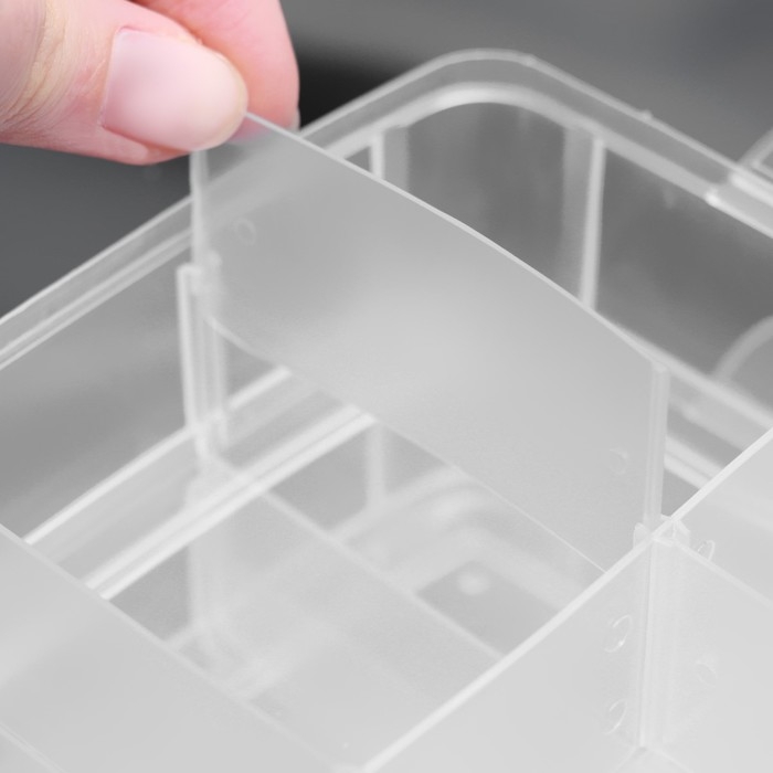 Органайзер для рукоделия, со съёмными ячейками, 3 яруса по 6 отделений, 15 × 16 × 12,5 см, с ручкой, цвет прозрачный Органайзер для рукоделия, со съёмными ячейками, 3 яруса по 6 отделений, 15 × 16 × 12,5 см, с ручкой, цвет прозрачный