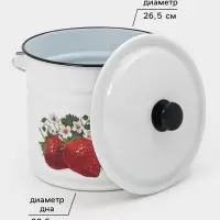 Ведро эмалированное, 10 л, с крышкой и ручкой, белое