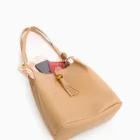 Сумка - мешок женская на магните, 25&times;10&times;26 см, бежевая