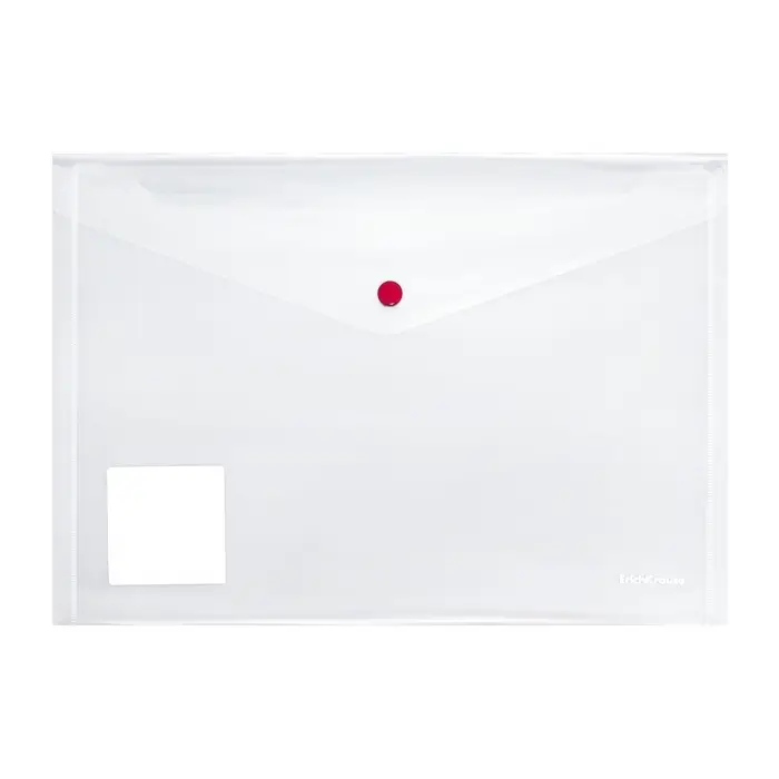 Папка-конверт на кнопке А4, 160 мкм, ErichKrause Glossy Clear, глянцевая, с цветной кнопкой, прозрачная, микс Папка-конверт на кнопке А4, 160 мкм, ErichKrause Glossy Clear, глянцевая, с цветной кнопкой, прозрачная, микс