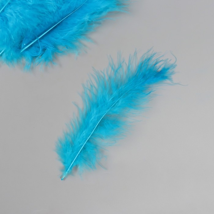 Перо декоративное гусиное пуховое "Голубое озеро" набор 40 шт h=10-15 см