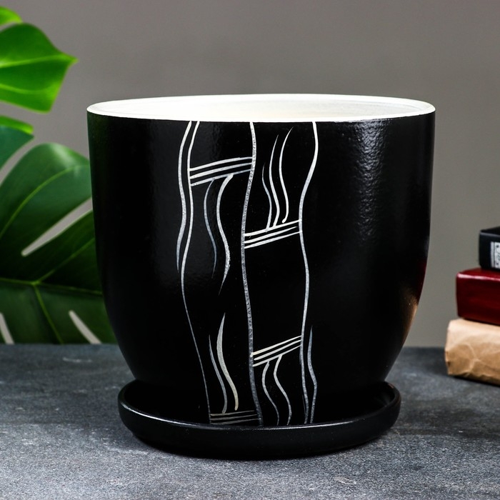 Горшок цветочный Горшок цветочный "Изысканность" чёрный, 4,7 л
