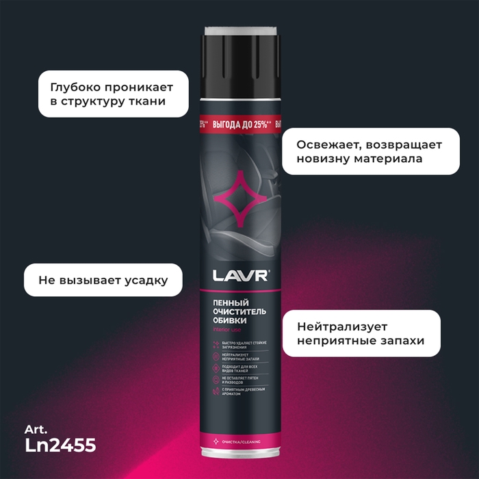 Пенный очиститель обивки LAVR, 1000 мл Пенный очиститель обивки LAVR, 1000 мл