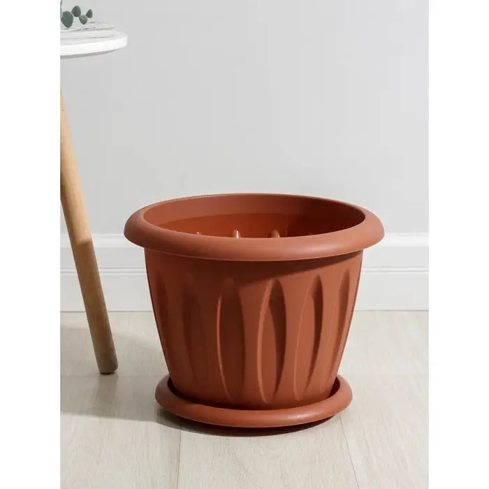 Горшок для цветов с поддоном &laquo;Фелиция&raquo;, 10.4 л, d=31.9 см, h=24.5 см, пластиковый, терракотовый