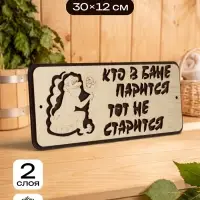 Табличка для бани и сауны &laquo;Кто в бане парится, тот не старится&raquo;, 30&times;12 см, деревянная