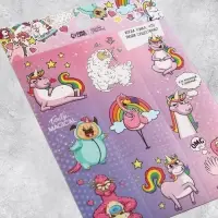 Наклейки детские бумажные, &laquo;Волшебный мир единорогов&raquo;, 11 х 15.5 см, 5 листов