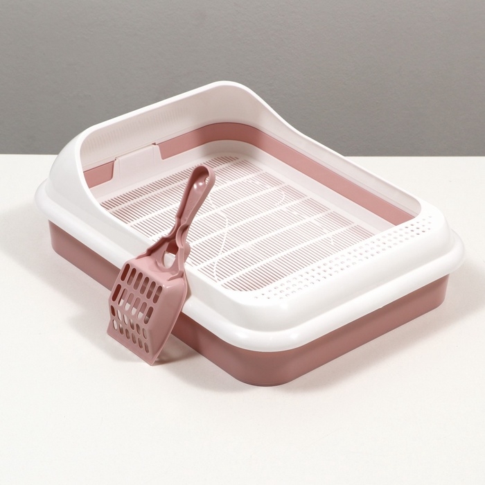 Туалет  Туалет "Лекси" для кошек, с решёткой и совком 45 х 36 х 15 см, розовый