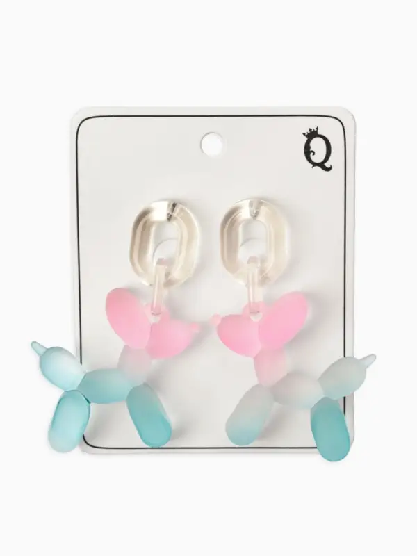 Серьги пластик &laquo;Собачка&raquo;, из воздушного шара, розово-голубые
