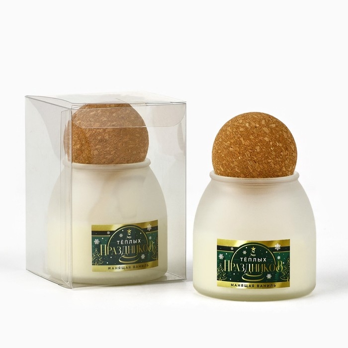 Свеча новогодняя, аромат манящая ваниль , 9 х 6,5 см