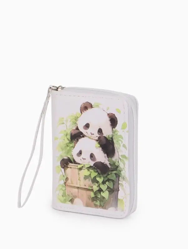 Кошелёк на молнии &laquo;Пандочки&raquo;, 12&times;1.5&times;9 см, с принтом, белый