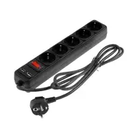 Сетевой фильтр TANGO, 5 гнезд с 2&times;USB, 1,8м, 10 А, 2200 Вт, с з/к, черный