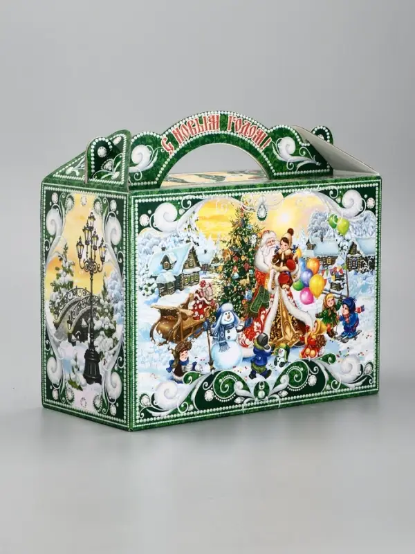 Подарочная новогодняя коробка Подарочная новогодняя коробка "Чудо-тройка", для сладких подарков, 25×12×24 см