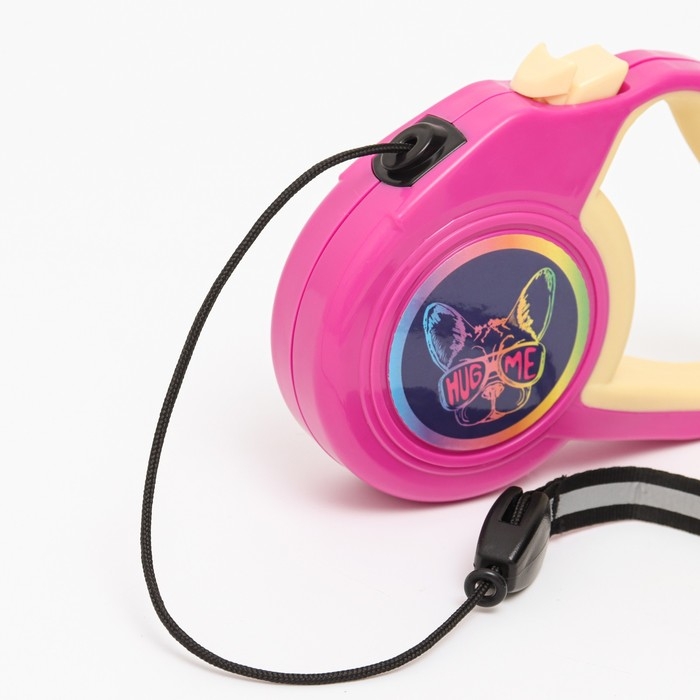 Рулетка Рулетка "Пижон" с прорезиненной ручкой, 3 м, до 15 кг, трос, розово-жёлтая