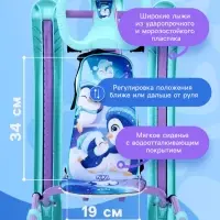 Снегокат &laquo;Twiny 2+&raquo; с пингвинятами, со спинкой, с родительской ручкой, голубой, фиолетовый, TW2+/П Nika
