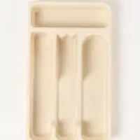 Лоток для столовых приборов с крышкой Доляна, 4 секции, пластик, 30&times;18&times;4.5 см, молочный
