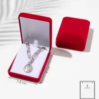 Футляр под набор: серьги и кулон &laquo;Прямоугольник&raquo; 7.5&times;6 см, красный, вставка белая
