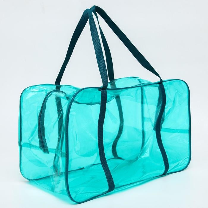 Сумка в роддом, размер 30х50х25 см, цветной ПВХ, цвет прозрачный/бирюзовый, Mum&Baby Сумка в роддом, размер 30х50х25 см, цветной ПВХ, цвет прозрачный/бирюзовый, Mum&Baby
