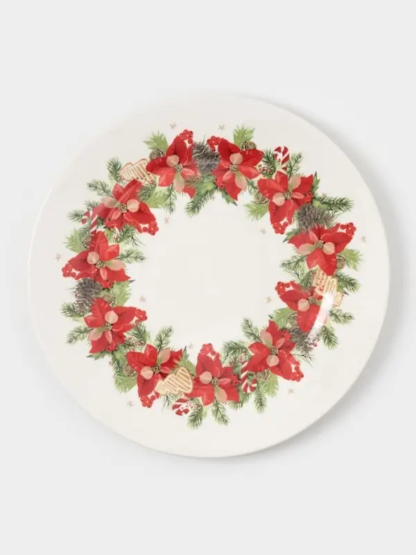 Тарелка Доляна «Новогоднее настроение», d=25.5 см, фарфор, белая Тарелка Доляна «Новогоднее настроение», d=25.5 см, фарфор, белая