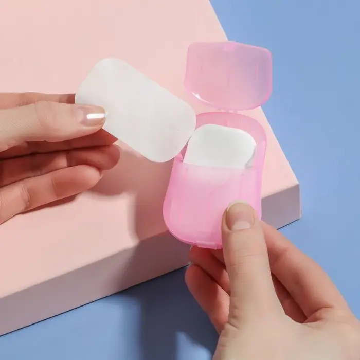 Мыло листовое, в пластинах, 18 (± 2) шт., в футляре, розовое