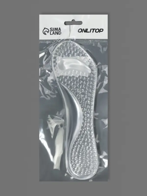 Полустельки для обуви, с супинатором, амортизирующие, массажные, на клеевой основе, 20.5&times;7.5 см, пара, прозрачные