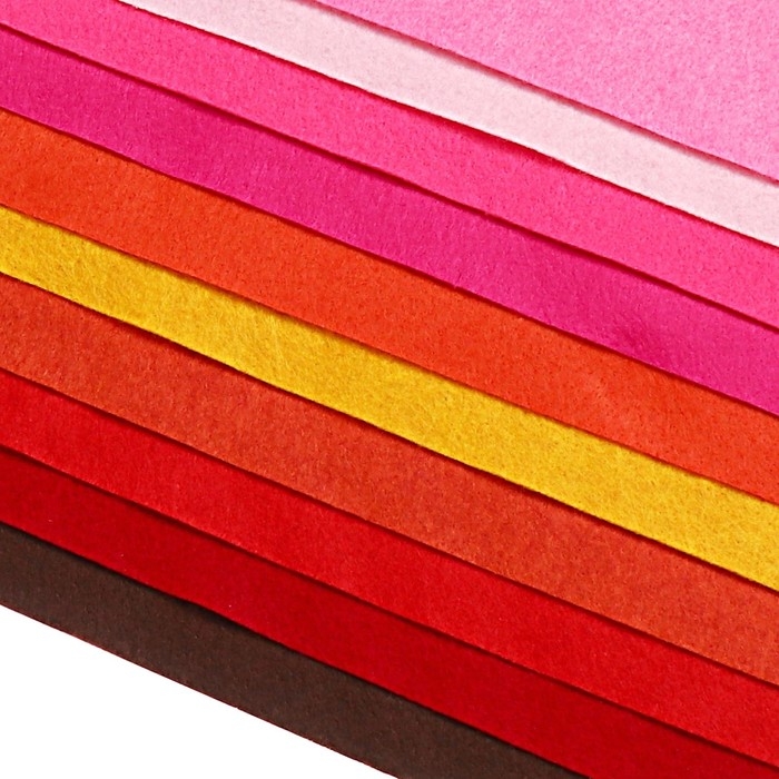 Фетр цветной набор, толщина-1 мм, формат А4, мягкий, 10 листов, 10 цветов, солнечные цвета Фетр цветной набор, толщина-1 мм, формат А4, мягкий, 10 листов, 10 цветов, солнечные цвета
