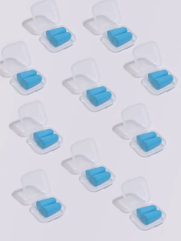 Беруши, 2.5&times;1 см, набор - 10 пар, в футляре, голубые