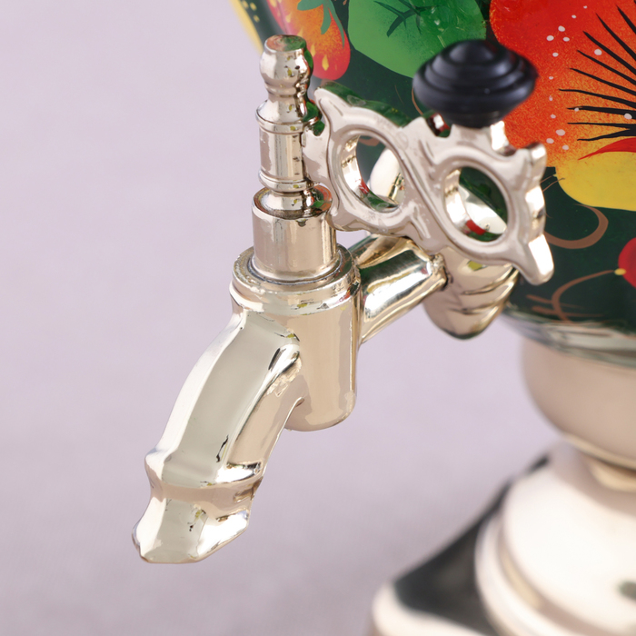 Набор «Маки на зелёном», жёлудь, 3 предмета, самовар 3 л, заварочный чайник 0,7 л, поднос Набор «Маки на зелёном», жёлудь, 3 предмета, самовар 3 л, заварочный чайник 0,7 л, поднос