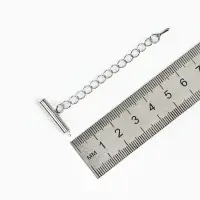 Концевик для браслета из бисера (пара) 20 мм, с цепочкой удлинителем, цвет серебро