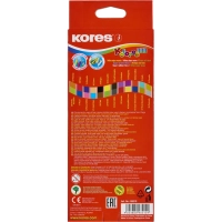 Карандаши цветные 24цв 12шт 3-гран,двустор с точилкой Kores 93212.