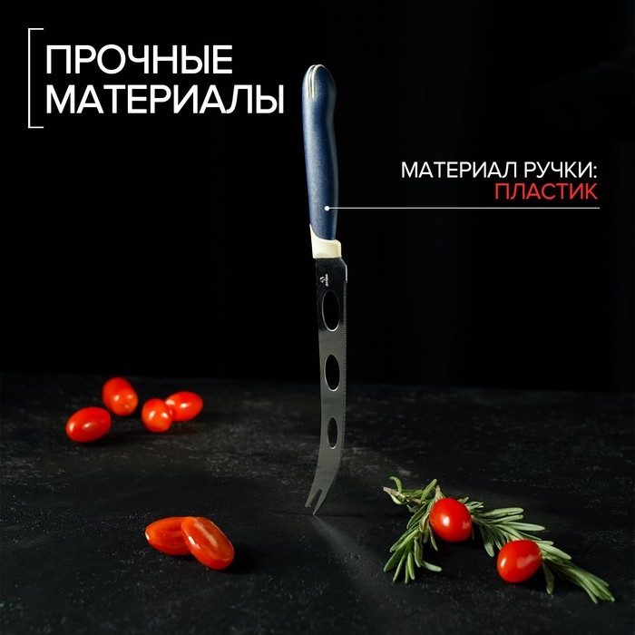 Нож для сыра Доляна «Страйп», лезвие 15 см, синий Нож для сыра Доляна «Страйп», лезвие 15 см, синий