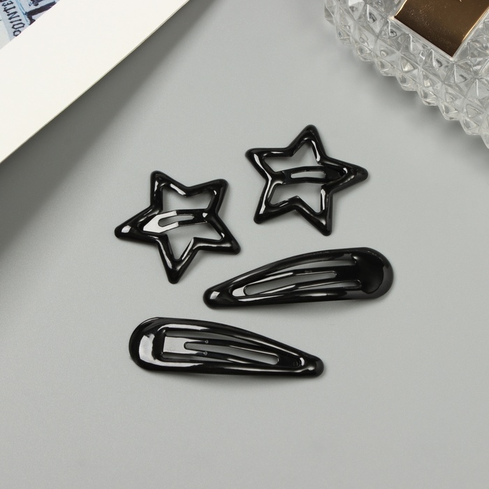 Невидимка для волос  Невидимка для волос "Энико" (набор 4 шт) звезда, 5 и 3 см, чёрный