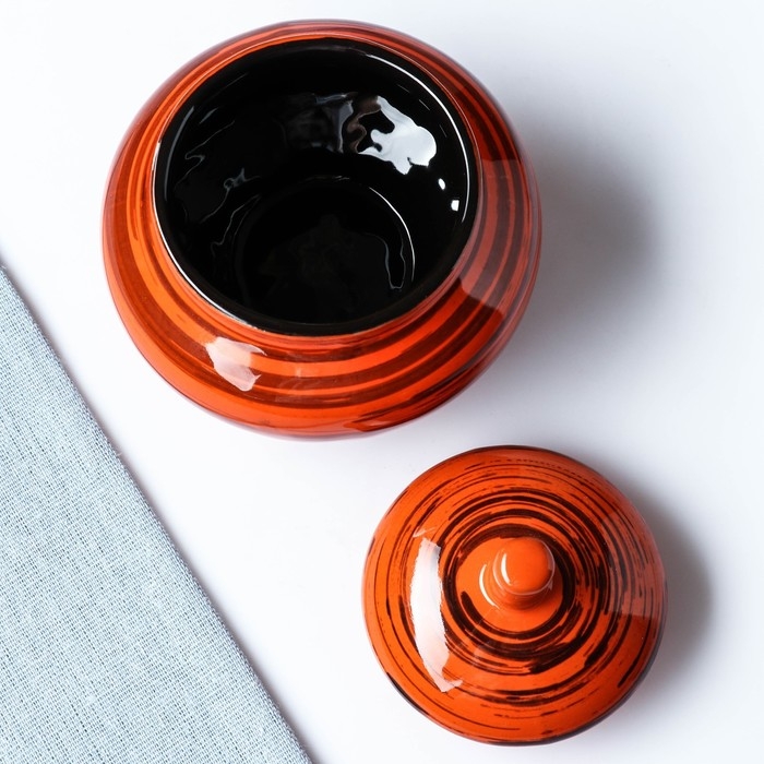 Сахарница Сахарница "Орнамент" 0,35л / 11х11см, оранжевая полоска