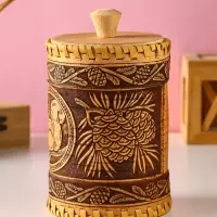 Туес с кантами "Лесная красавица" D10смхH(с хватком)17см, береста