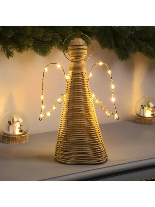 Светодиодная фигура &laquo;Ангел плетёный&raquo;, 32&times;16&times;9 см, 20 LED, от батареек ААх2, свечение тёплое белое