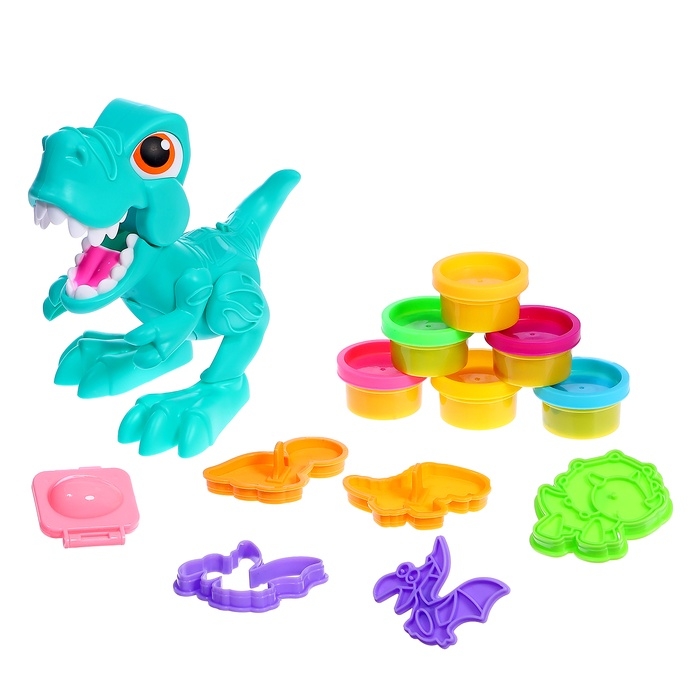 Набор для игры с мягким пластилином «Диномир», 6 баночек с массой для лепки, 5 форм Набор для игры с мягким пластилином «Диномир», 6 баночек с массой для лепки, 5 форм