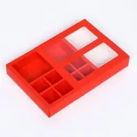 Коробка для 8 конфет + шоколад, с окном, алая, 17.7&times;17.7&times;3.8 см