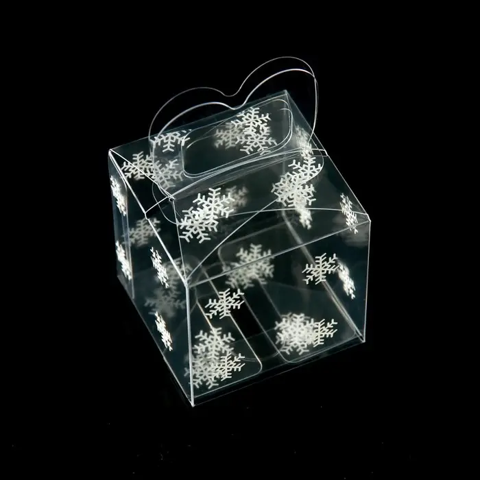 Коробка подарочная новогодняя складная ПВХ «Снежинки» 5×5×5 см Коробка подарочная новогодняя складная ПВХ «Снежинки» 5×5×5 см