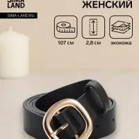 Ремень женский, 2.8&times;107 см, 1 прокол, золотистая пряжка, чёрный