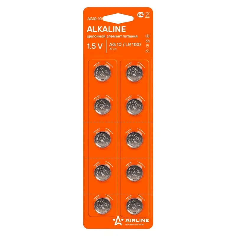 Батарейка AG10/LR1130 щелочная 10 шт.