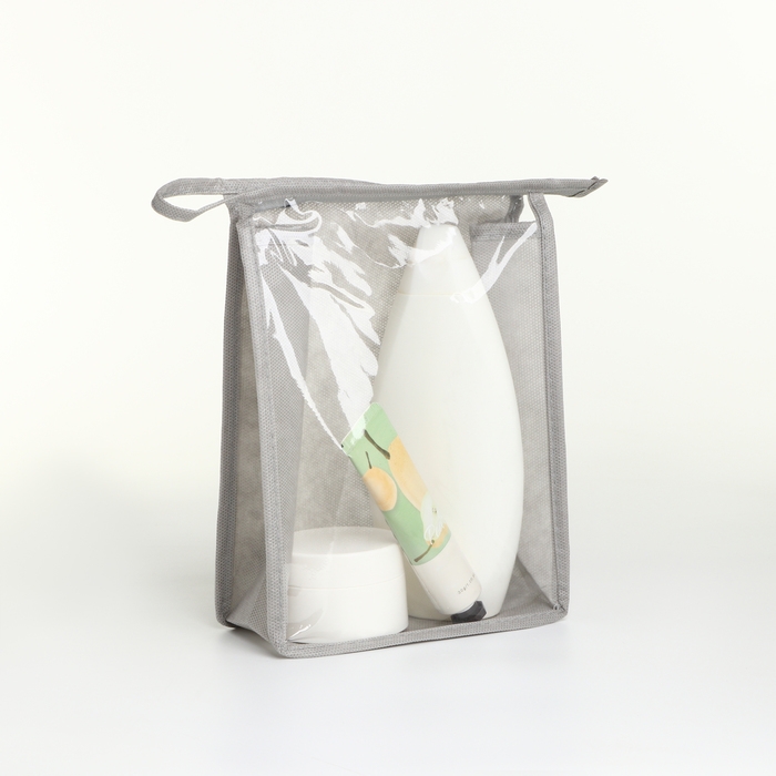 Косметичка на молнии, цвет серый