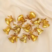 Ёлочные игрушки 12 шт. &laquo;Зимнее волшебство. Колокольчики со звёздочками и бантиком&raquo; пластик, 2 см, золото