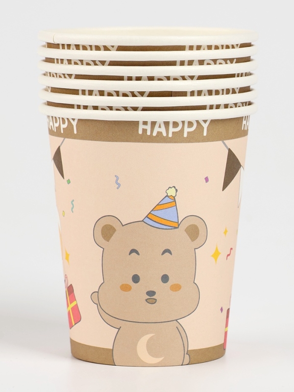 Набор бумажной посуды Набор бумажной посуды "Счастливый медвежонок", набор 12 шт.