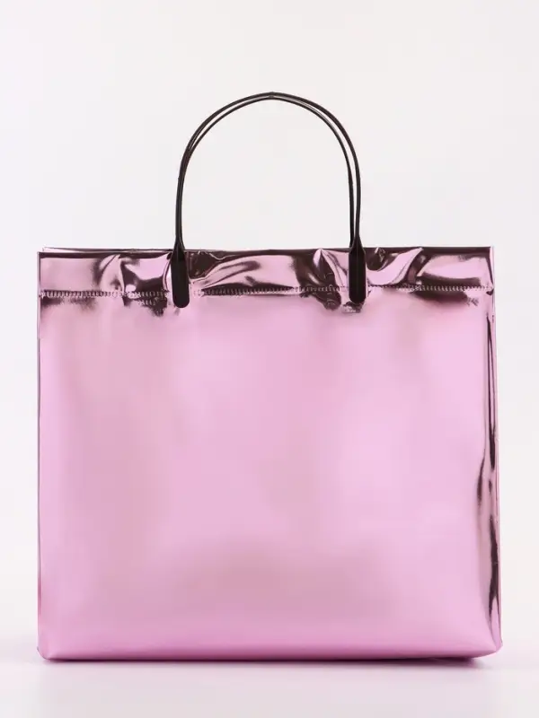 Пакет подарочный ПВХ, голография, розовый, пластиковая ручка, 26&times;22.5&times;10 см