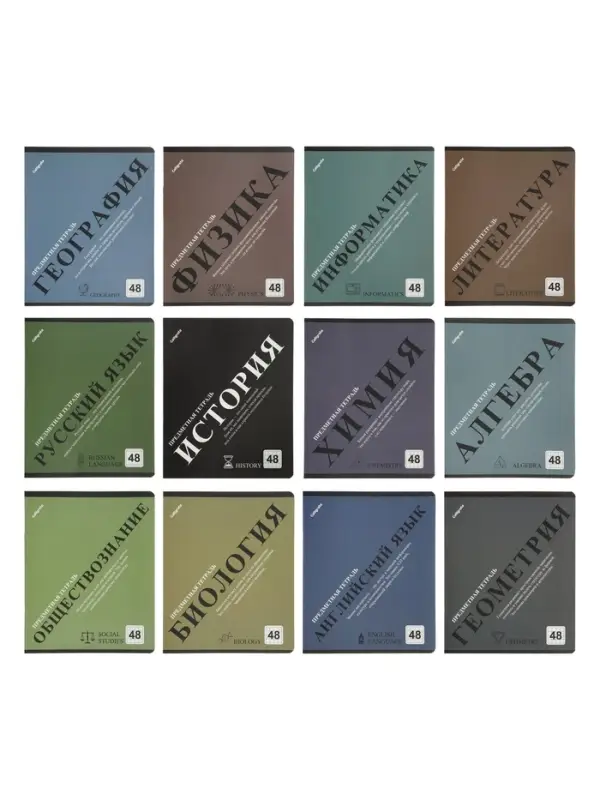 Комплект 12 предметных тетрадей 48 листов, справочная информация, 60гр, Классика