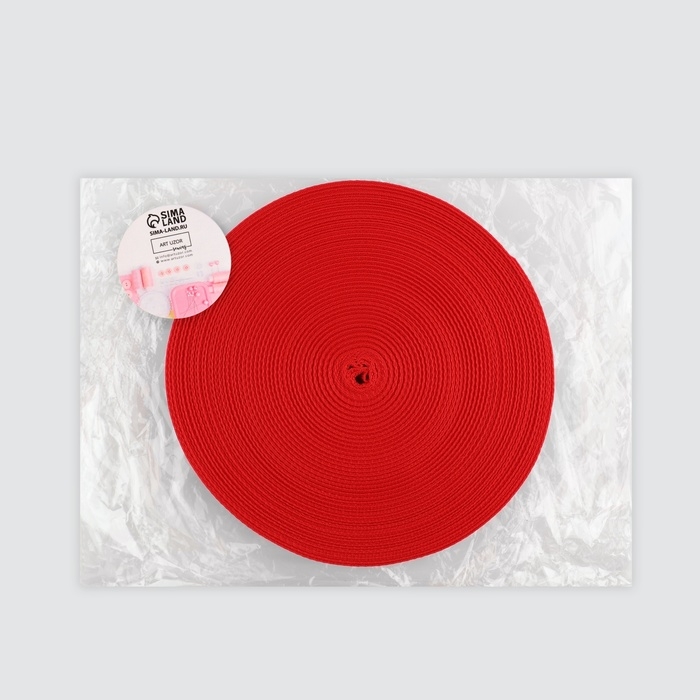 Стропа ременная, 25 мм, 50 ± 1 м, плотность 10,2 гр/м, цвет красный №35 Стропа ременная, 25 мм, 50 ± 1 м, плотность 10,2 гр/м, цвет красный №35