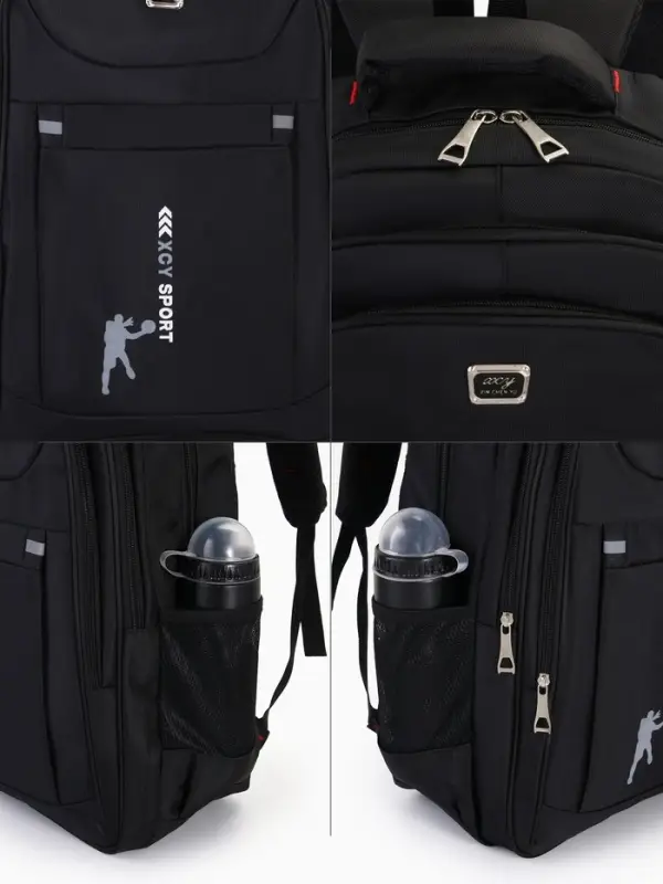 Рюкзак &laquo;СПОРТ&raquo;, со светоотражающими элементами, 37&times;17&times;54 см, 2 отдела, 3 кармана, чёрный