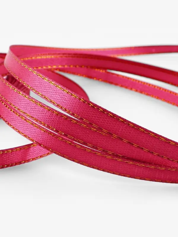 Лента атласная, с золотым люрексом, 6 мм, 23&plusmn;1 м, розовая №72
