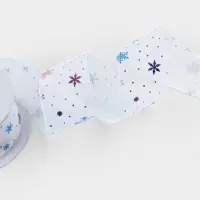 Лента капроновая &laquo;Снежинки&raquo;, 40 мм, 9&plusmn;0.5 м, белая