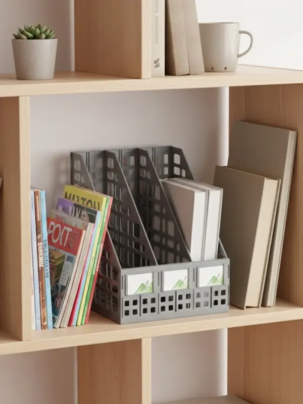 Лоток для бумаг LINE, А4, сборный, вертикальный, 3 отделения, серый